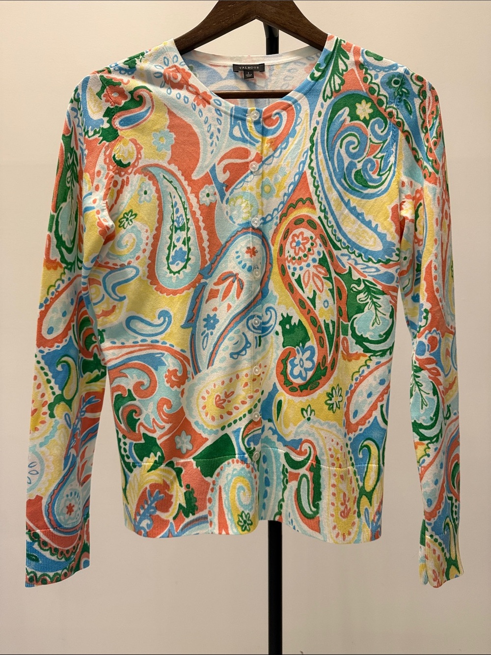 Talbots Multicolor Paisley Charming Cardigan Sweater | Size Small